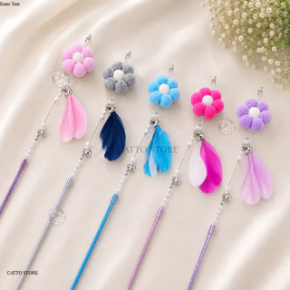 ของเล่นแมว ไม้ตกแมว มีขนนก สนุก ราคาถูก มีกระดิ่ง ไม้ล่อแมว L