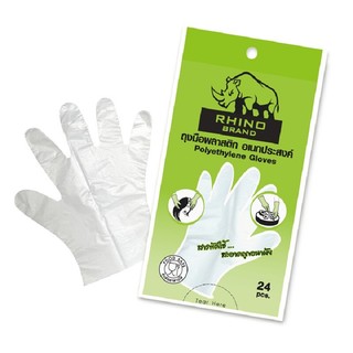 RHINO ถุงมือพลาสติกอเนกประสงค์ HDPE 30 ไมครอน รุ่น 95824D แพ็ค 24 ชิ้น