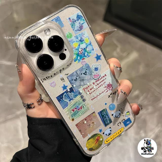 เคส For iPhone 16 เคสใสแบบแวววาว โลกใต้ทะเล การ์ตูนสีสันสดใสน่ารัก For iPhone15 14 13 12 11 Pro max Plus XR เคสไอโฟน11