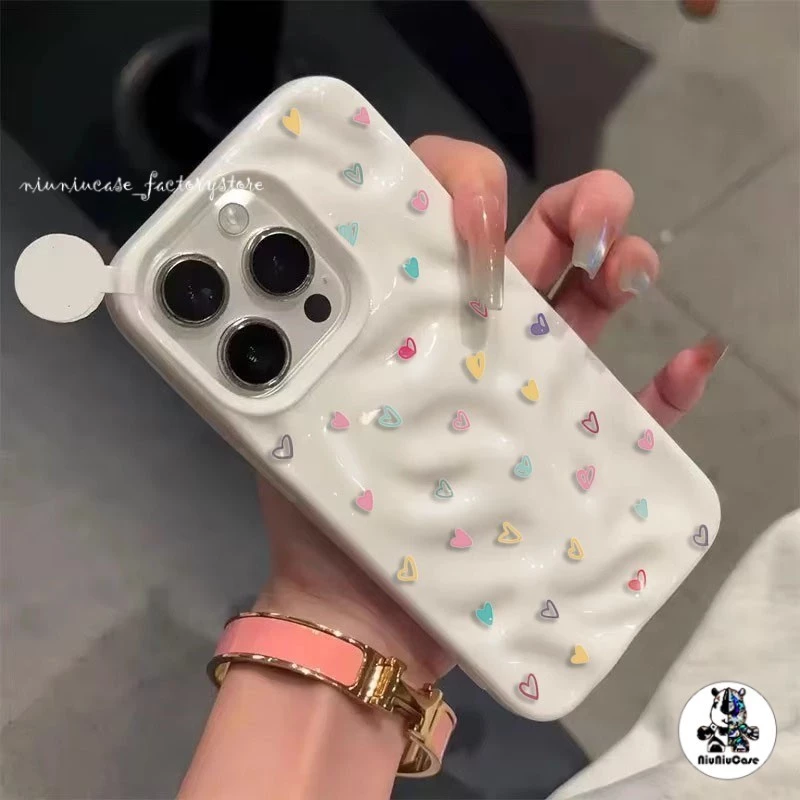 กรณีโทรศัพท์ จัดส่งจากประเทศไทย ความรัก ที่มีสีเคสไอโฟน iPhone 16 15 14 13 12 11 PRO MAX X XS MAX XR 7/8P ป้องกันลายนิ้ว