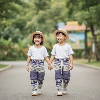 กางเกงช้างเด็ก เอวเชือกขาจั้ม ผ้าสปันอย่างดี นุ่มลื่นตัดเย็บอย่างละเอียด