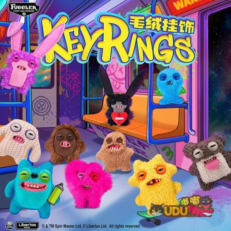 MZ8 [ของแท้] fugler ฟัน Monster Series พวงกุญแจน่าเกลียดน่ารัก Crazy Rabbit Monster จี้กระเป๋าเครื่อ