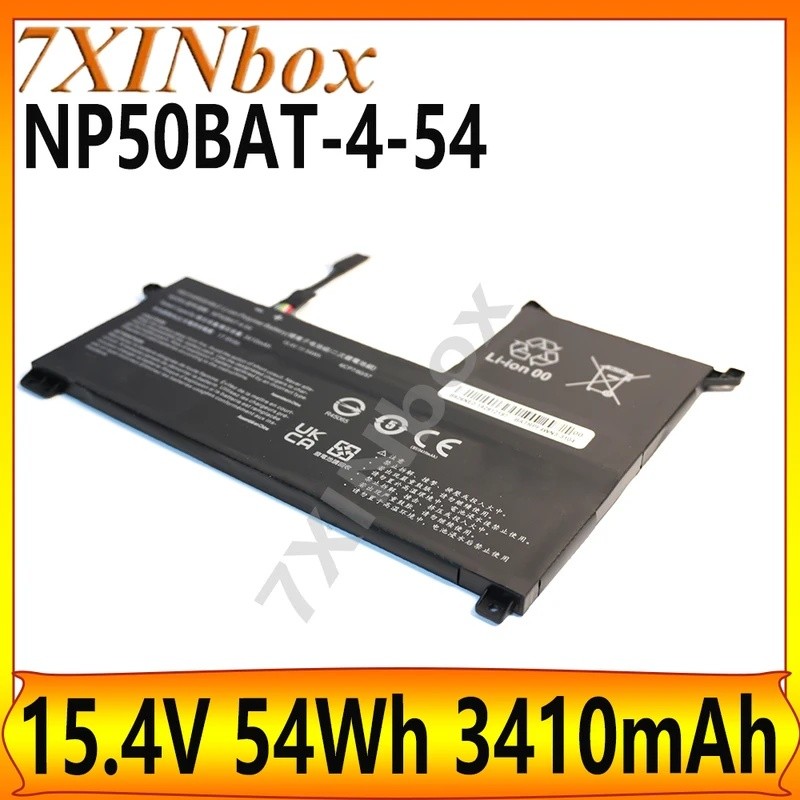 7XINbox NP50BAT-4-54 15.4V 54Wh 3410mAh แบตเตอรี่แล็ปท็อปสําหรับ Clevo X17 NP70 AT22 สําหรับ Gigabyt