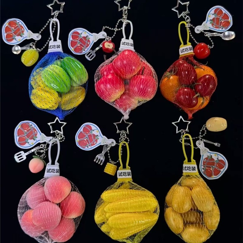 พวงกุญแจผลไม้จําลอง Hand-Made Niche Design กระเป๋าจี้เครื่องประดับสร้างสรรค์สาว