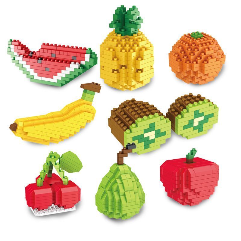 Jike Building Blocks Bagged Fruit Model Jewelry Apple Cherry Particles Childrens Assembled Toys 7.19