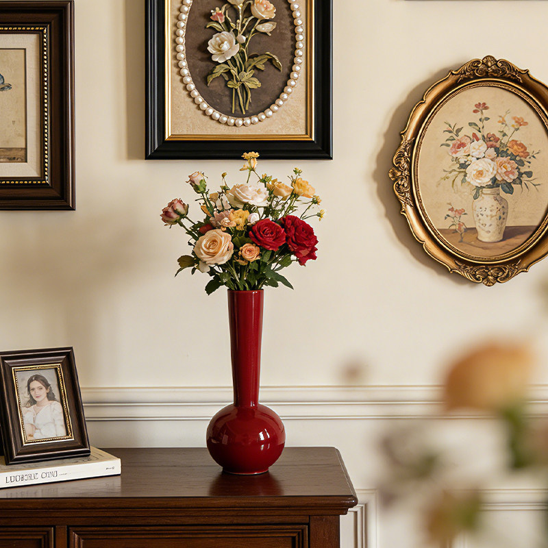 American ceramic vase luxury advanced French Nanyang style long neck flower home living room table d