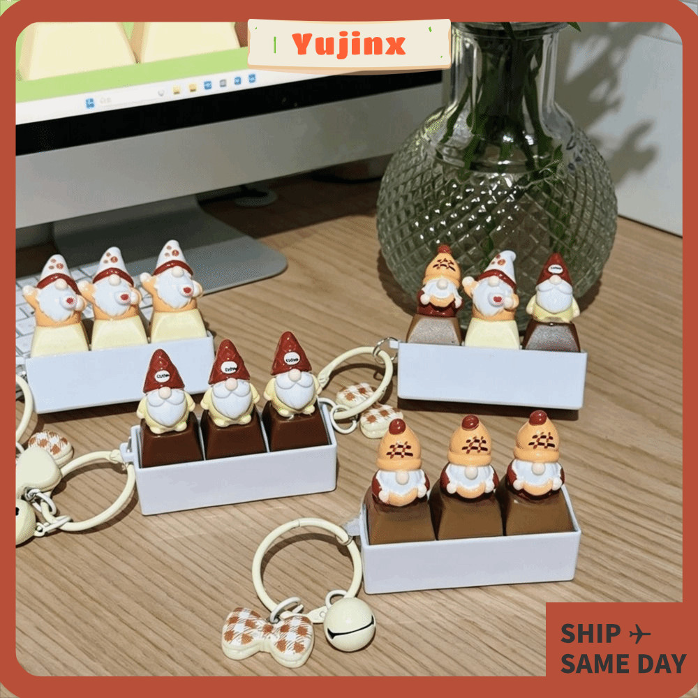 YUJINX Fidget พวงกุญแจของเล่น, การ์ตูน Dwarf Keycap แกนเงียบ Fidget ของเล่น, Mute Keyboard Key Keyca