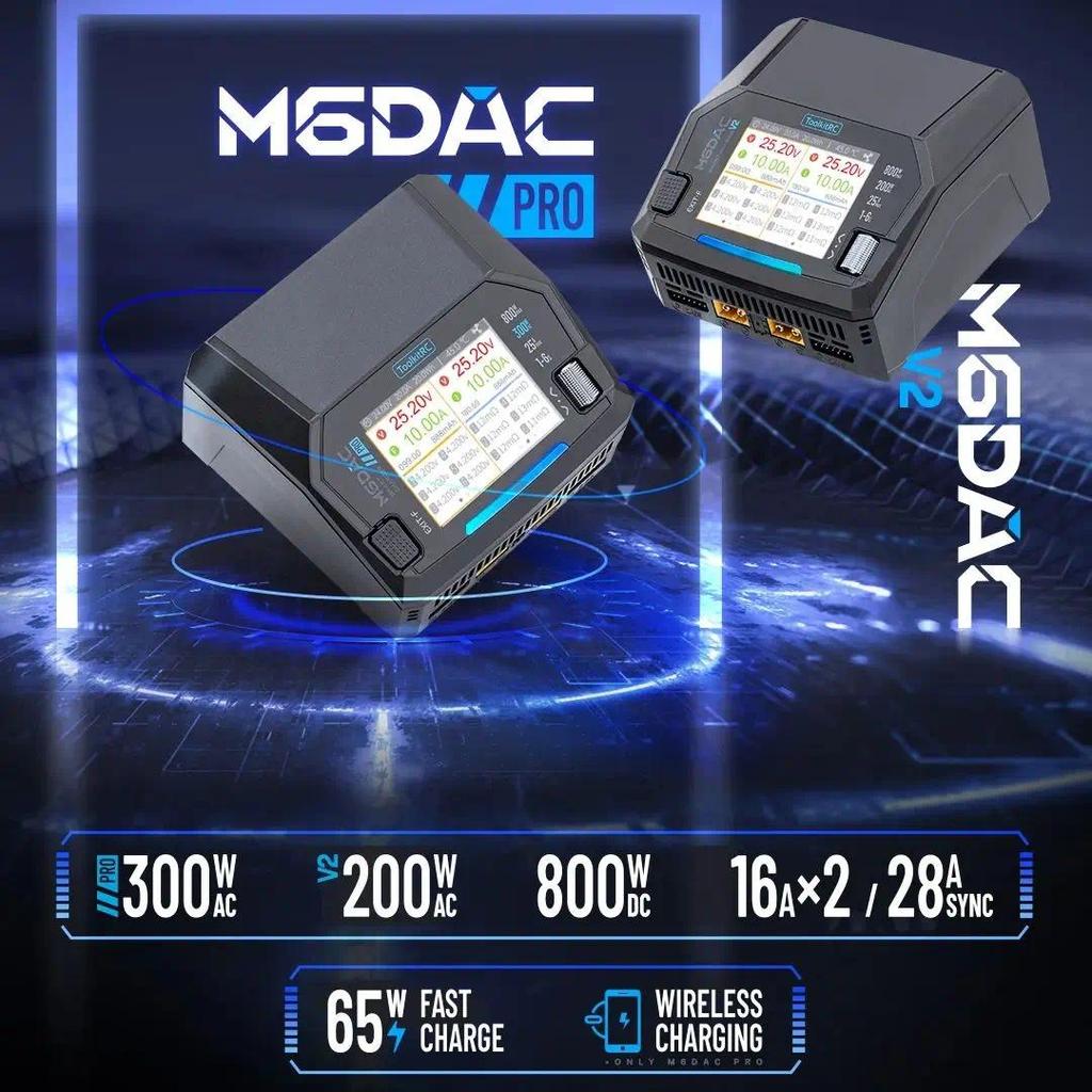 Mi เครื่องชาร์จอัจฉริยะ ToolkitRC M6DAC PRO หรือ V2 แบบสองช่องสัญญาณ AC 200W DC 800W 16A สำหรับแบตเต