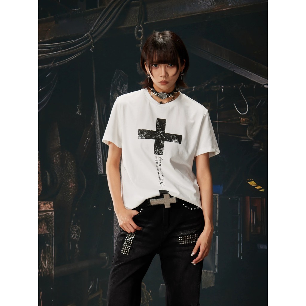 Suikone เสื้อยืดผู้ชายแขนสั้นอเมริกันย้อนยุค high street คอกลมพิมพ์สไตล์ unisex — صورة 3