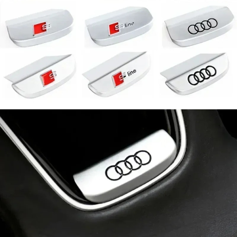 สําหรับ Audi 3D โลหะ Chrome สีดําพวงมาลัยรถป้ายโลโก้ S Line A3 A4 A5 A6 A7 S3 Q5 Q7 Q2 Q3 S3 S4 S8 ส