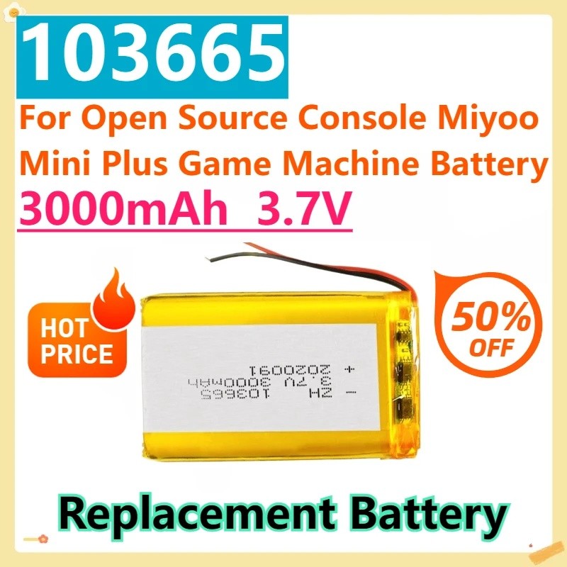 สําหรับคอนโซลเปิดแหล่งที่มา Miyoo Mini Plus เกมเครื่องแบตเตอรี่แบตเตอรี่ลิเธียมโพลิเมอร์ 103665 3.7V