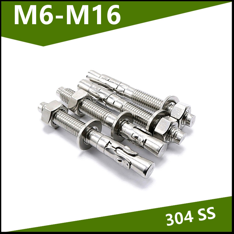 {{{2.LMF}}}พุกลิ่มขยายสแตนเลส 304, M6-M16, กันสนิม, สําหรับอุปกรณ์และอาคารหนัก
