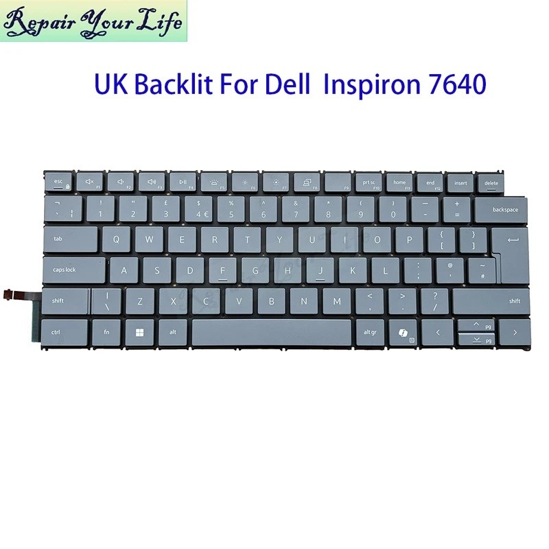 UK GB Backlit คีย์บอร์ดสําหรับ Dell Inspiron 7640 7645 7440 7441 7445 PLus 16 14 2-in-1 โน้ตบุ๊ค Bac