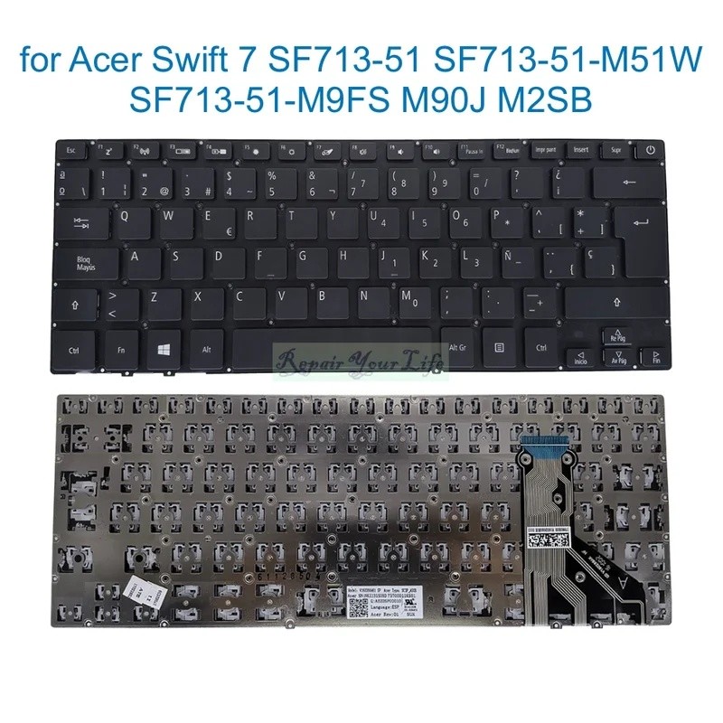 PT-BR แป้นพิมพ์สเปนสําหรับ Acer Swift 7 SF713 51 SF713-51-M51W M9FS SF713-51-M90J M2SB โน้ตบุ๊ค V160