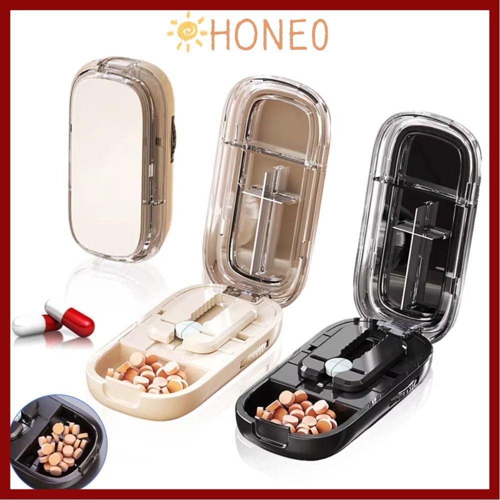 HONE กล่องเก็บเครื่องตัดยา,ยาแท็บเล็ต Divider Organizer Quartering Pill Cutter,กันฝุ่น Crusher Pill 