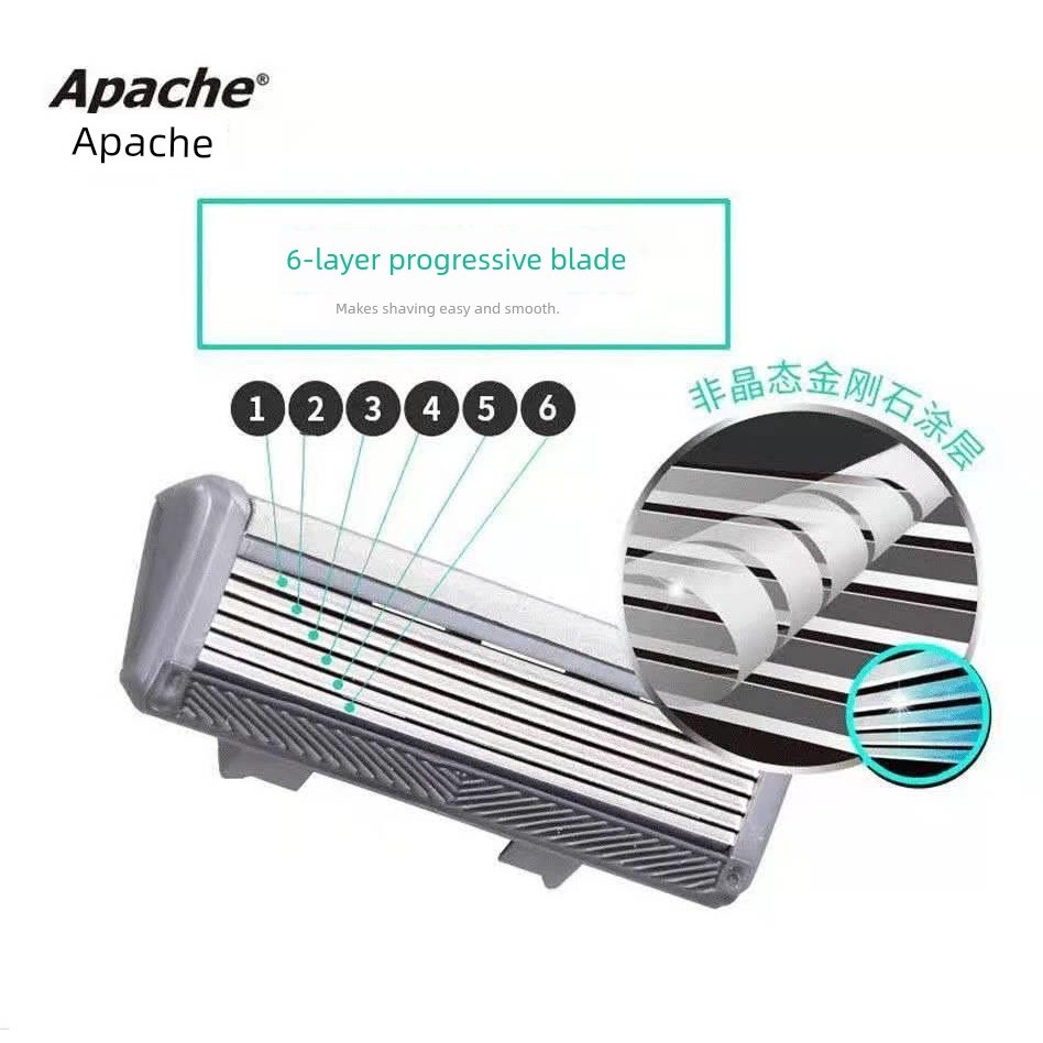 มีดโกน มีดโกนหนวด ใบมีด Apache เยอรมัน Apache คู่มือ 6 ชั้น