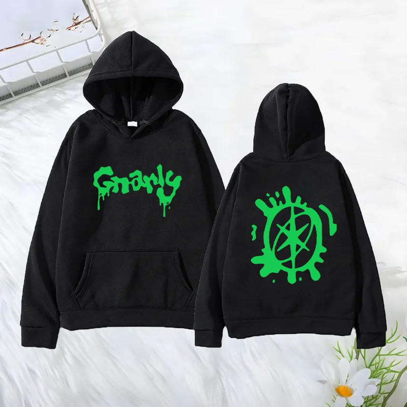 Katseye Merch Gnarly Logo Print Hoodie ขนแกะแขนยาวเหมาะสำหรับการสวมใส่ในสไตล์M-3X