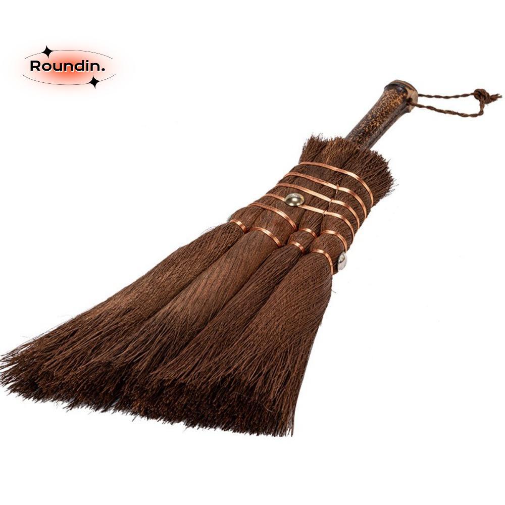 ROUNDIN Asian Whisk Broom, Palm Natural Tea Cleaning Brush, Handheld Small Oil-free Scrub Brush Indo