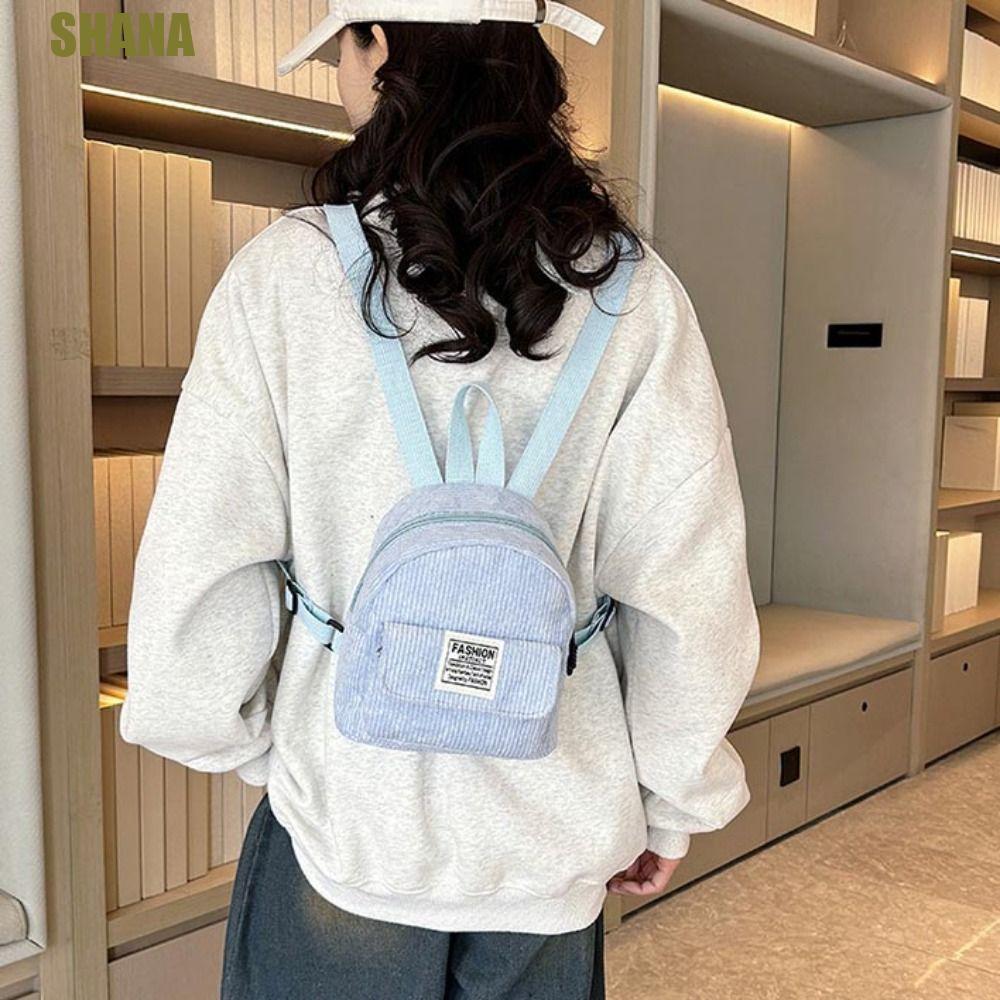 SHANA Corduroy Backpack, Phone Bags Rucksack Mini Shoulder Bags, Fashion Korean Style Handbag Solid 
