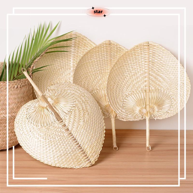 BRTH Pushan Arts Hand Made Fan Peach Shaped Bamboo Fan Summer Cool Air Fan DIY brt