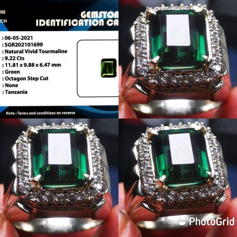 Natural Green Vivid Tourmaline Top Luster Chusion Green Luster + Memo SGR Lab