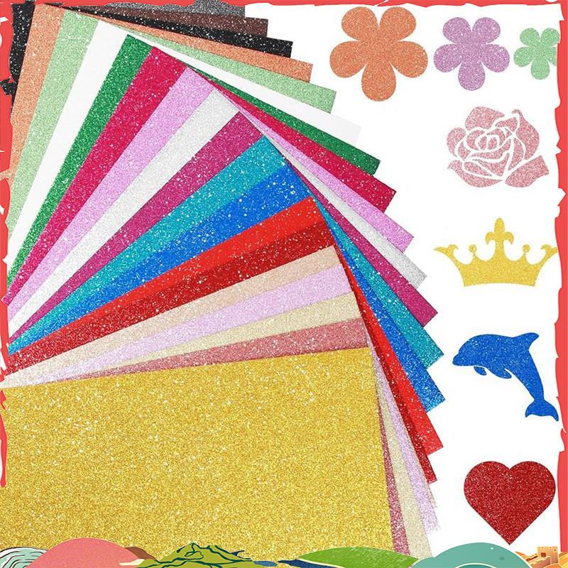 40 แผ่น 20 สี Sparkly Cardstock, 250GSM A5 Glitter Paper No-Shed หนา Shimmer Card Stock