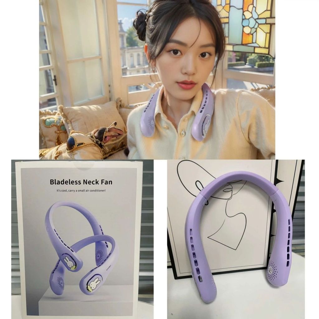 Miffy Halter Fan แบบพกพา Mini Miffy Rabbit Card Leafless USB Lazy