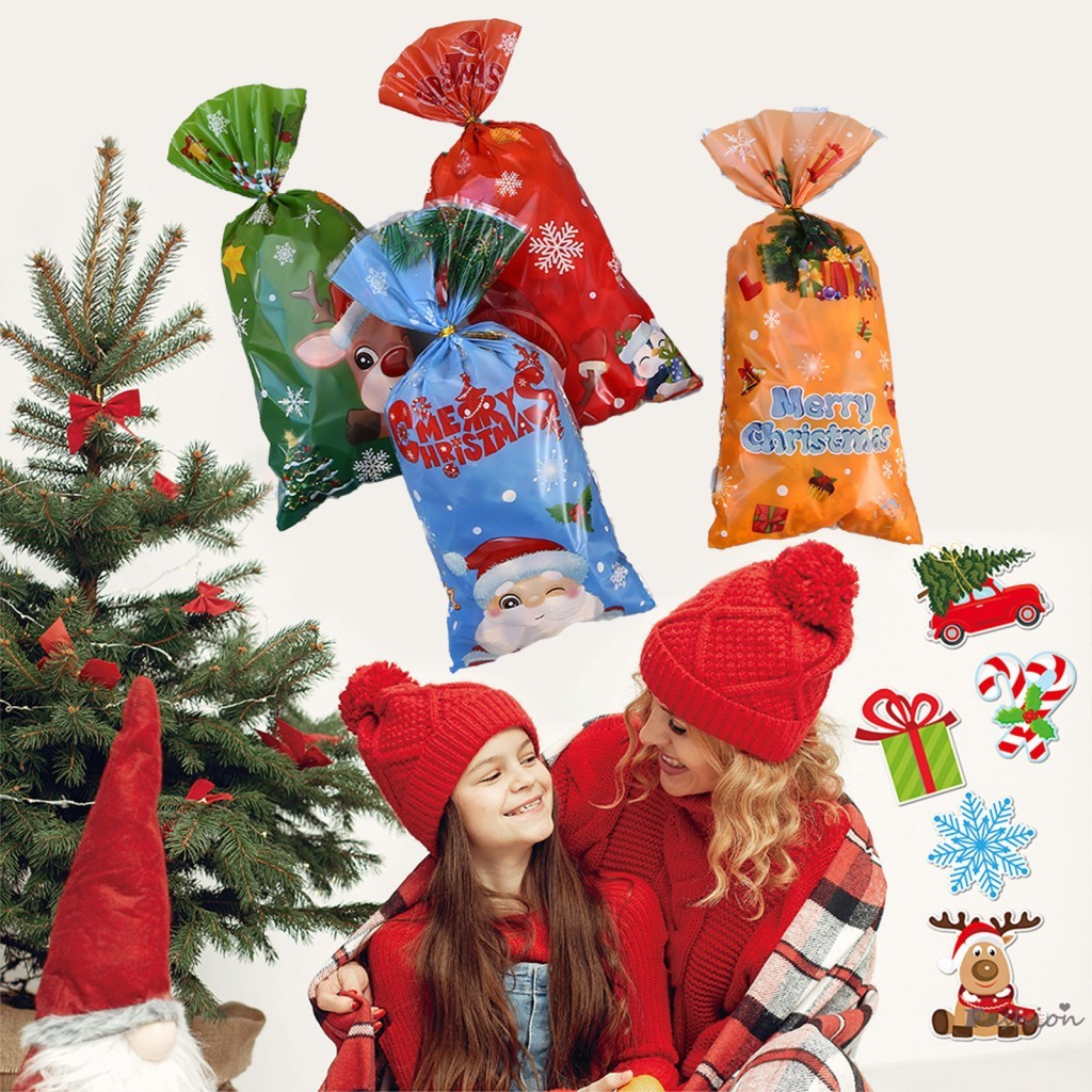 ChristmasS Candy Bags Set - Holiday Party Favors for Popcorn Biscuits Fruits