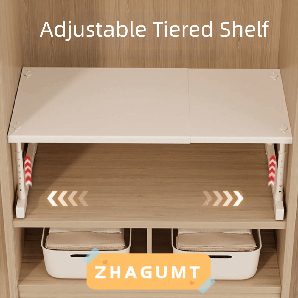 ZHAGUMT366KB ชั้นวางตู้เสื้อผ้า,ปรับโลหะตู้เสื้อผ้า,พื้นที่ภายในขยายวางซ้อนกันได้หดตู้เสื้อผ้า Divider Board ห้องน้ํา