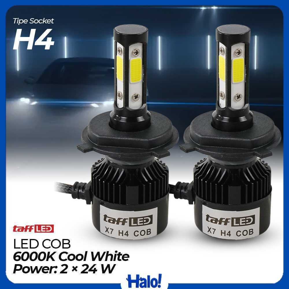 TaffLED X7 ไฟหน้ารถ COB ไฟหน้า LED สีขาวนวล H4 IP65 24W - 75818-4CN