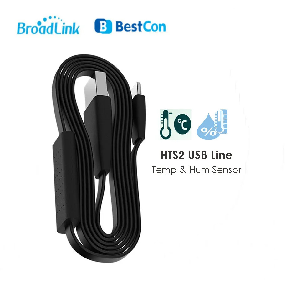 Broadlink HTS2 Sesnor อุปกรณ์เสริมสาย USB เครื่องตรวจจับอุณหภูมิและความชื้นทํางานร่วมกับ Rm4 Pro รีโมทคอนโทรลสากล