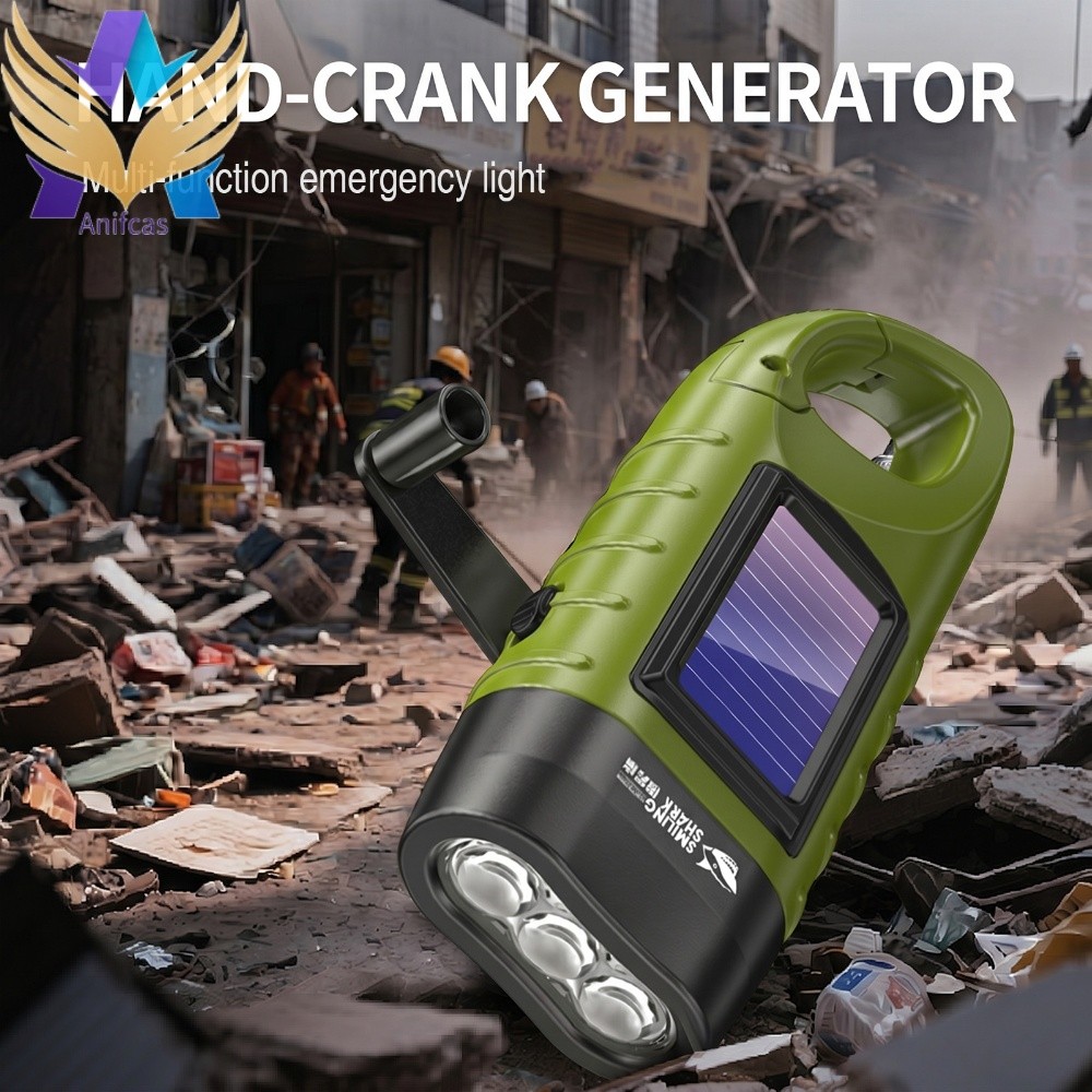 Hand Crank ไฟฉายพลังงานแสงอาทิตย์ Quick Snap Carbiner Dynamo ไฟฉายแสงแฟลชฉุกเฉินแบบชาร์จไฟได้ LED Su