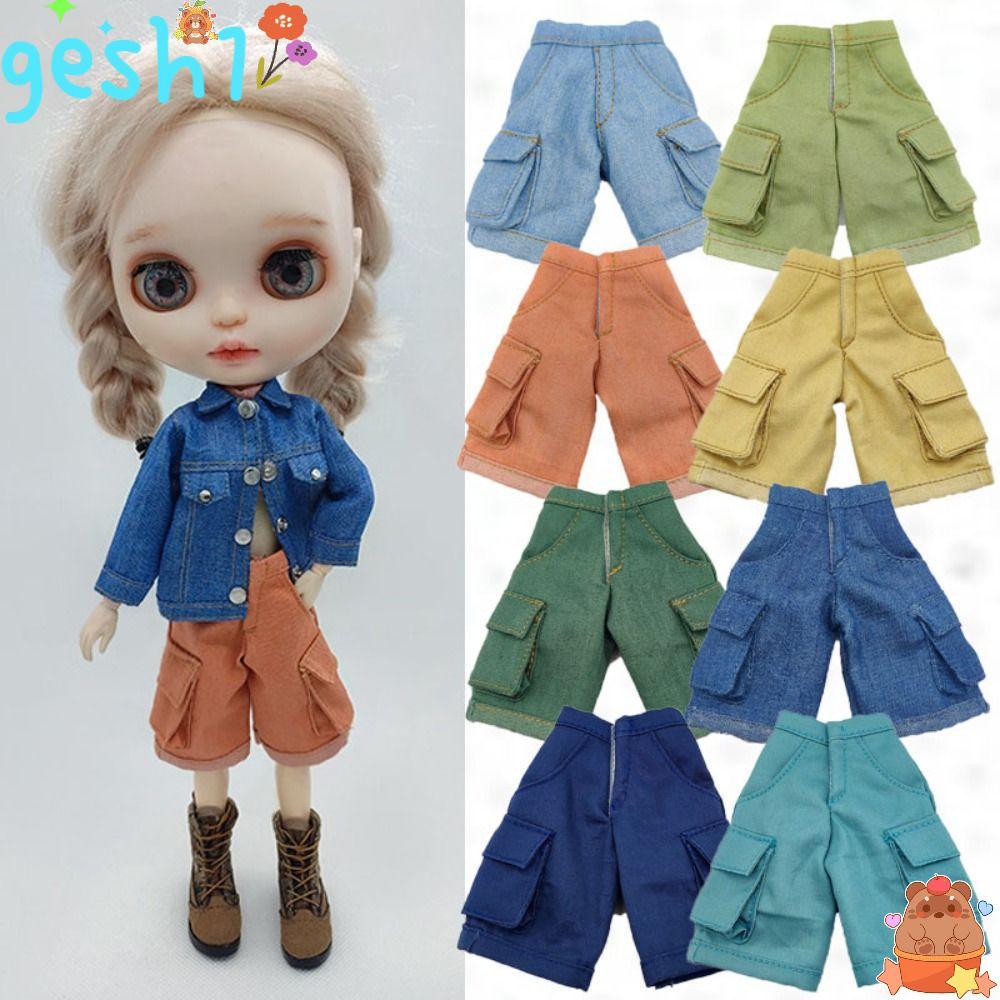 GESH1 Overalls เสื้อผ้า,น่ารักตุ๊กตากางเกงยีนส์กางเกง, Casual Mini DIY Denim กางเกงสําหรับตุ๊กตาบลาย