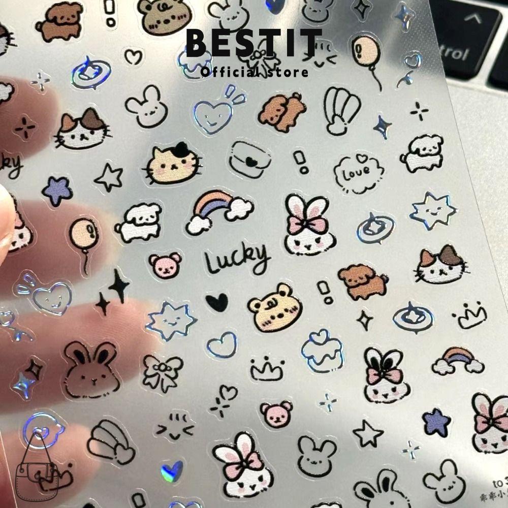 สติ๊กเกอร์ติดเล็บการ์ตูนน่ารัก นูน กาวในตัว ตกแต่งเล็บ มัลติฟังก์ชั่น คุณภาพสูง