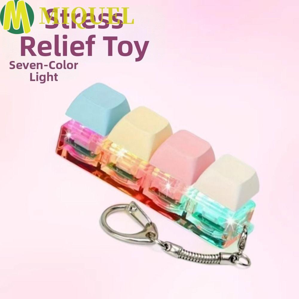 MIQUELZA Fidget Keyboard, Anti-Anxiety 4 คีย์ Fidget พวงกุญแจ, ความเครียดบรรเทาแบบพกพาของขวัญ Fun Ke