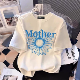 TeddyTee 🎀เสื้อวันแม่ เสื้อน่ารัก สื้อยืด oversize รูปแบบถนน โคตรนุ่ม ผ้าคอตตอน ลาย "MOTHER flower" สินค้าใหม่