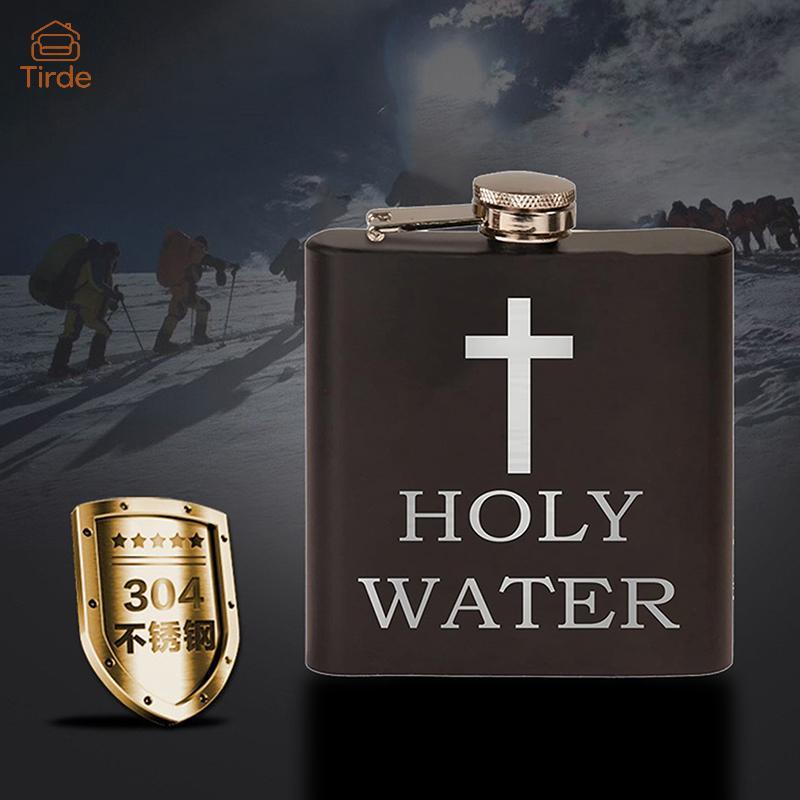 Tirde 168ml รูปแบบข้ามขวดน้ําศักดิ์สิทธิ์สีดํา Hip Flask สแตนเลส Hip Flask ฝาเกลียว CCD