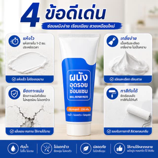 SKY ครีมซ่อมผนัง อุดรอยร้าว โป๊วผนัง ซ่อมรูตะปู ซ่อมปูนแตก แห้งไว 250 กรัม Wall Repair Paste