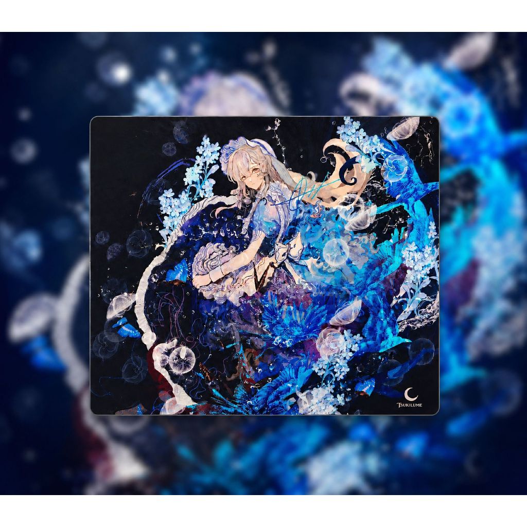 [ปรับแต่งได้] PANPAD [หัวใจสีฟ้าน้ํา] แผ่นรองเมาส์กระจกนิรภัยสําหรับเล่นเกมอนิเมะ FPS Game Dedicated