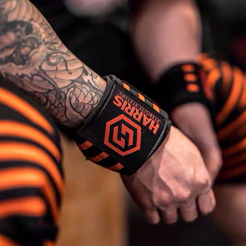 Harris Bodybuilding Fitness Sports Training สายรัดข้อมือ MK2 รองรับการป้องกัน Strength Grip Push ข้อ