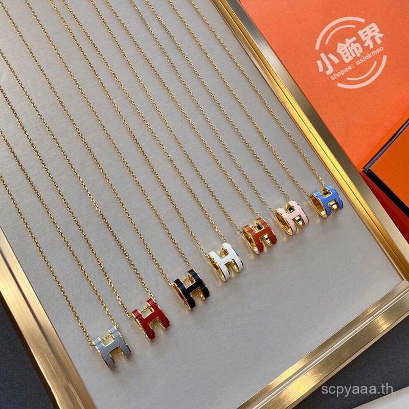 Spike H สร้อยคอตัวอักษร Clavicle จี้เคลือบ mini แฟชั่นอเนกประสงค์ไม่เป็นสนิม Non-Fading Hypoallergen