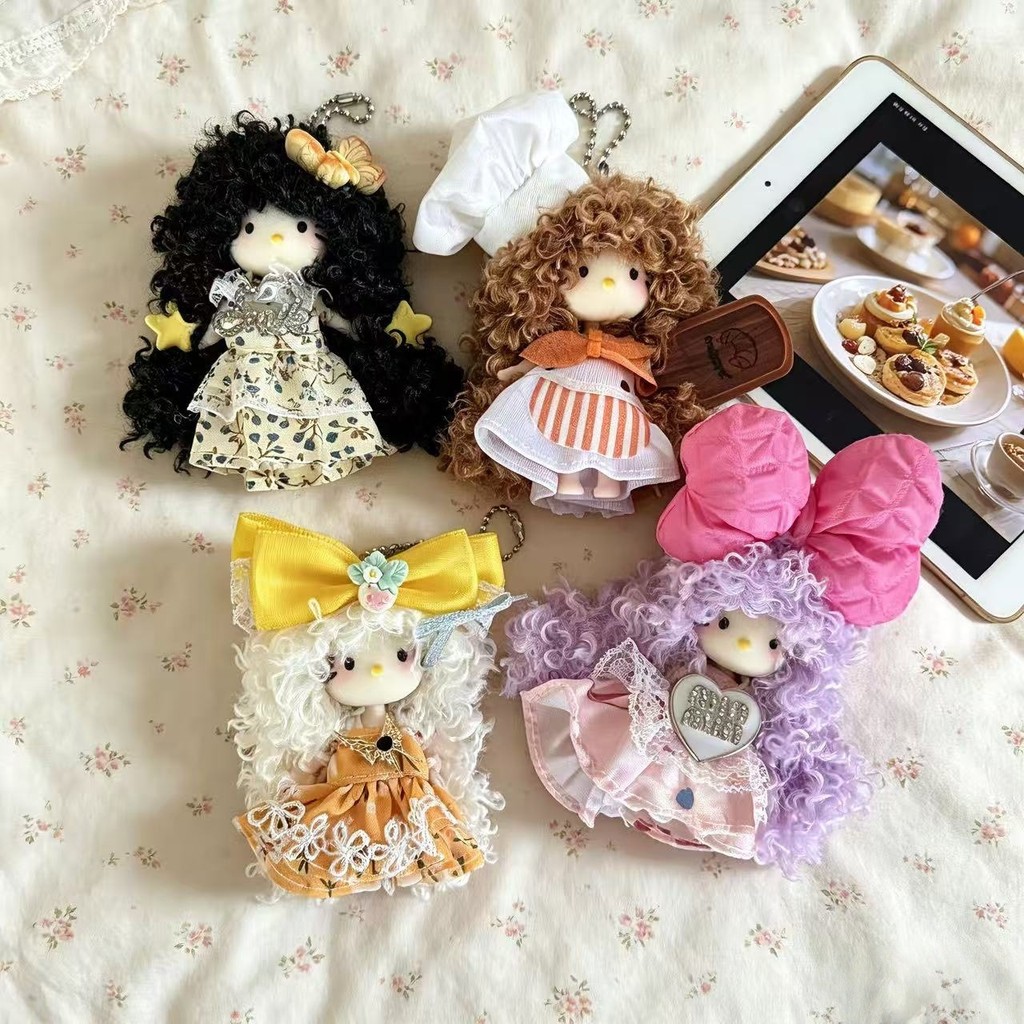 Handmade Cute Pellets Explosion Head kitty Mobile Phone Chain kt Pendant Schoolbag Doll Cute Niche K