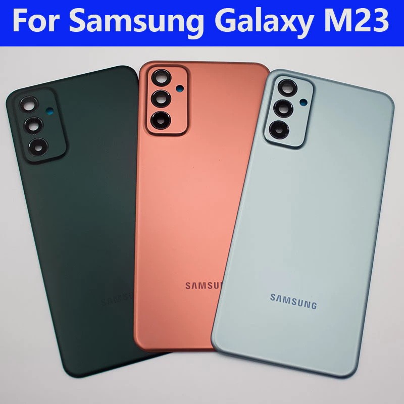 สําหรับ Samsung Galaxy M23 แบตเตอรี่ฝาหลังฝาครอบด้านหลังเปลี่ยนเลนส์กล้อง Galaxy M23 M236B SM-M236B 