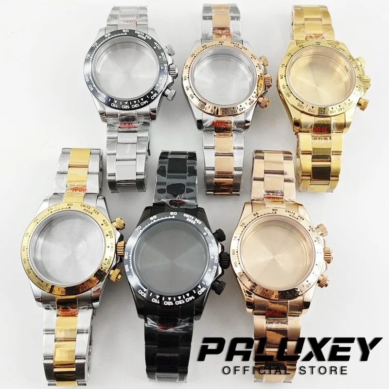 PALUXEY Daytona VK63 40 มม.Sapphire Crystal Watch Case Oyster สร้อยข้อมือสแตนเลส Daytona ผู้ชายสําหร