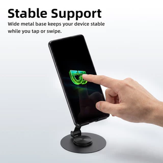 GOOJODOQ Foldable Phone Stand 360° Swivel Base Stable Suppor Charge While Using