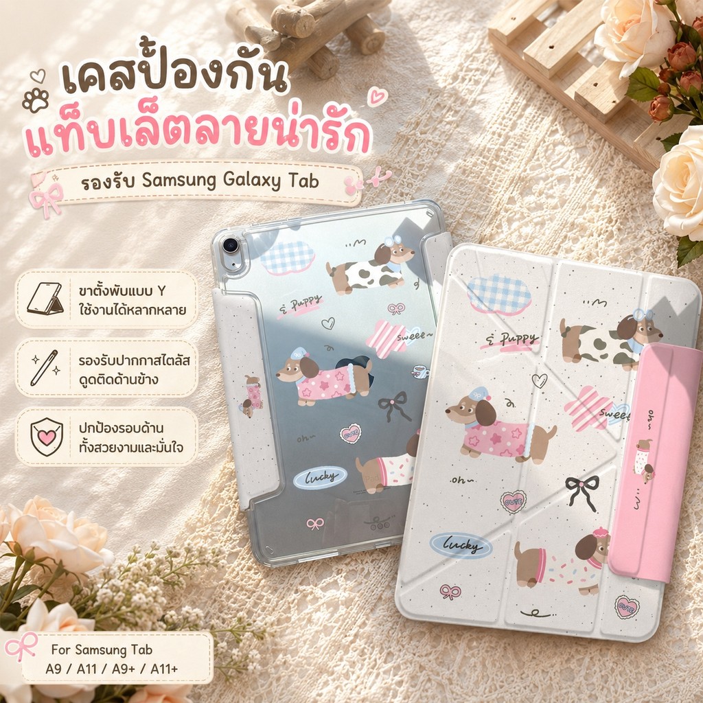 [พร้อมส่ง]Smart Case เคสรูปตัว Y Samsung Tab A9 Plus A11 Plus 11 inch A11 A9 ผ้าคลุมลายการ์ตูนน่ารัก