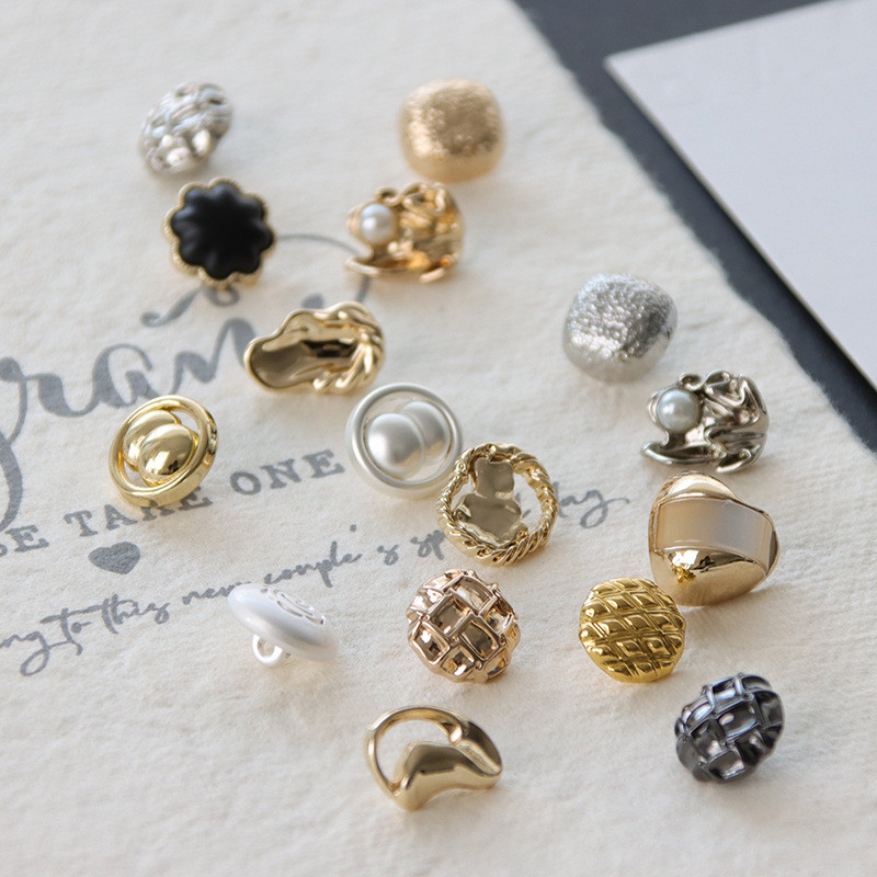 5 ชิ้น/แพ็ค 11 ~ 14 มม.Faux Pearl ฝังปุ่มโลหะสําหรับเด็กสวมเสื้อชุดคาร์ดิแกนอุปกรณ์เย็บผ้า