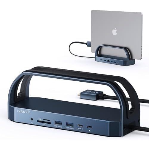 IVANKY 12-in-2 FusionDock 2 แท่นเชื่อมต่อแนวตั้งสําหรับ MacBook Pro พร้อมอะแดปเตอร์ไฟ 150W, Dual 4K 