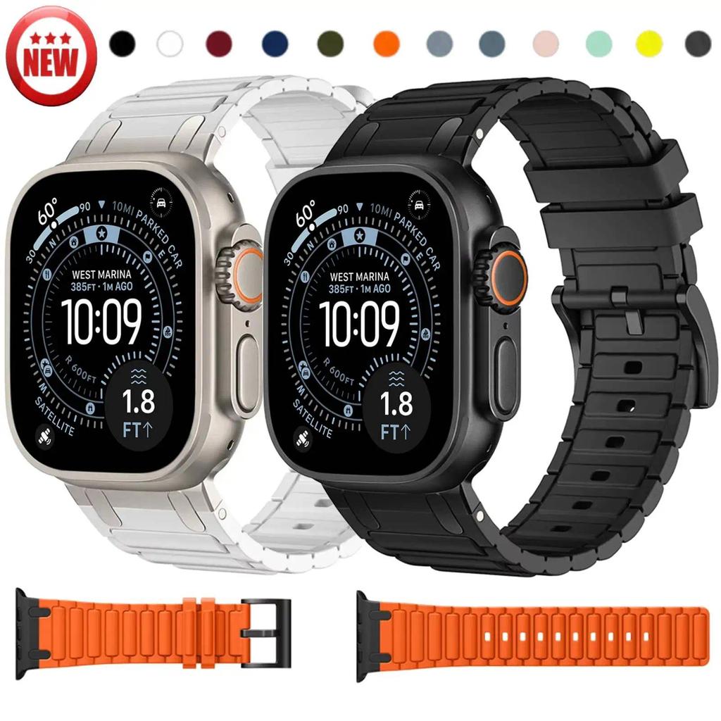สายยางซิลิโคนสําหรับ for Apple Watch Ultra/SE 3 2 Series 11 10 9 8 7 6 IWatch 49 46 45 44 42 41 40 3