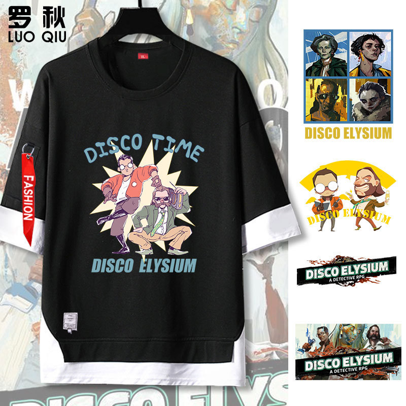 สินค้าเกม Steam Disco Elysium RGP เสื้อยืดแขนสั้นแบบสองชิ้น แขนห้าส่วน สำหรับนักเรียน แบบยูนิเซ็กส์
